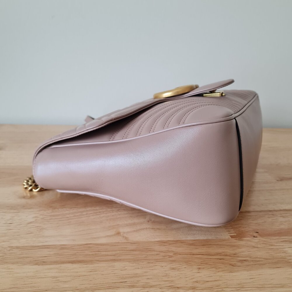 Gucci GG Marmont Large Shoulder Bag Dusty Pink Rose Mauve Matelasse Gold Rare - Picture 6 of 16